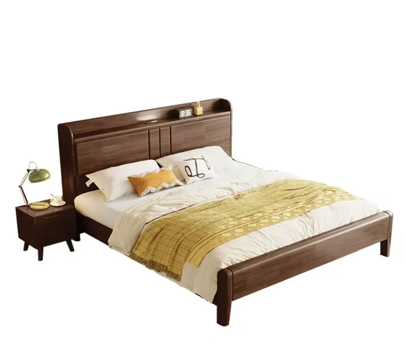 

%&Factory Wholesale Solid Wood Storage Bed Frame Modern Bedroom Furniture Villa Hotel Furniture Wooden Storage Bed Set