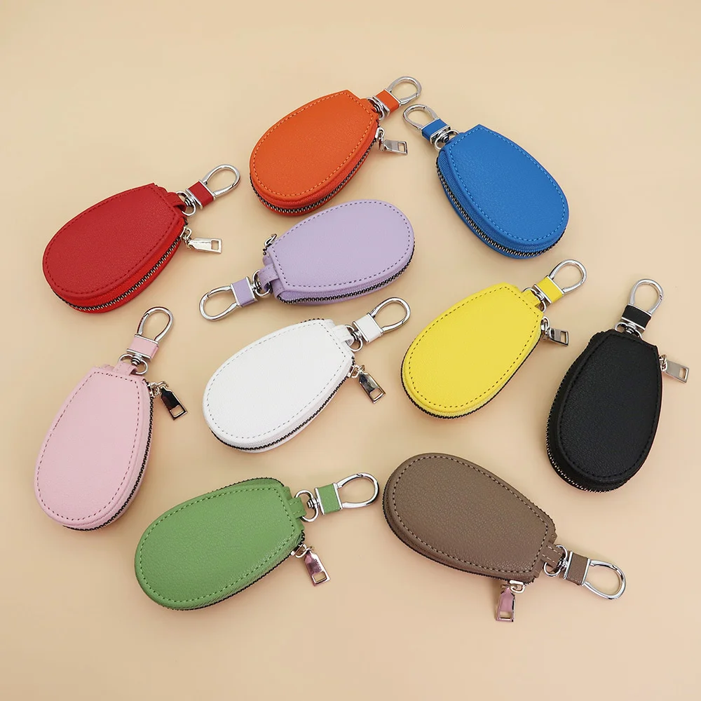 ISKYBOB Car Key Wallets Women Couples Zipper Door Keys Storage Portable Multi-function Simple Solid Protection Classic Unisex