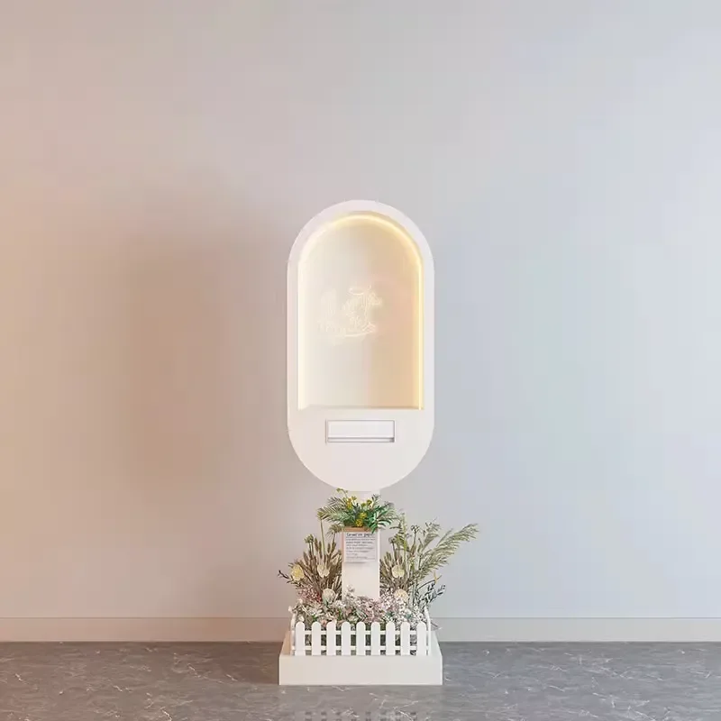 Top Picks Outdoor Wedding Party Decoration Metal Telephone Booth Audio Video Guestbook Stand Display Rack White 60x60x180cm