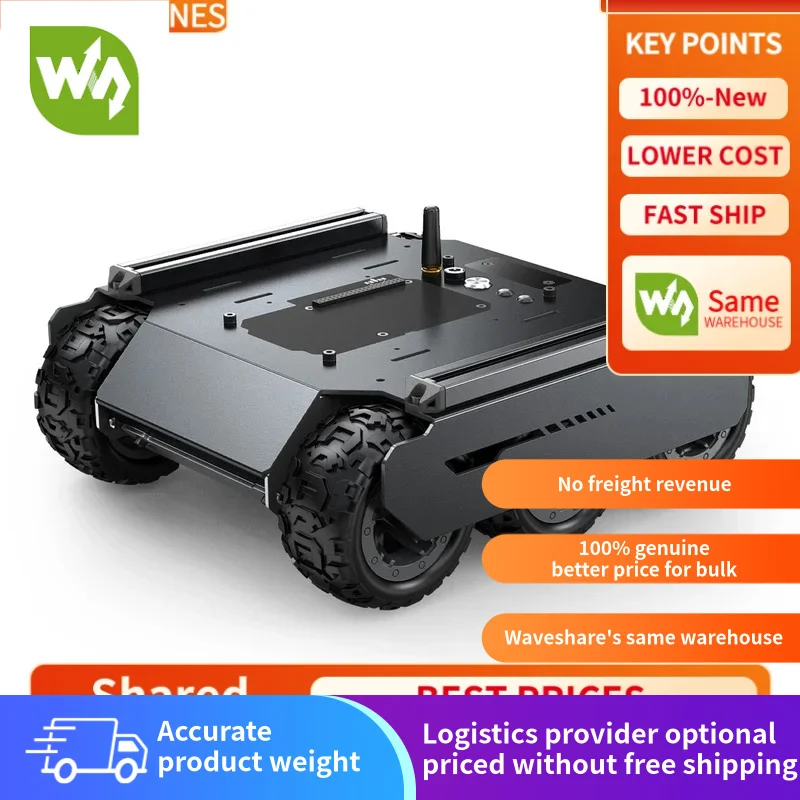 

【Оригинальный Waveshare】- Гибкий и расширяемый внедорожный UGV 6x4, с удлинительными рейками и ведочным компьютером ESP32, 6 колес Raspberry P