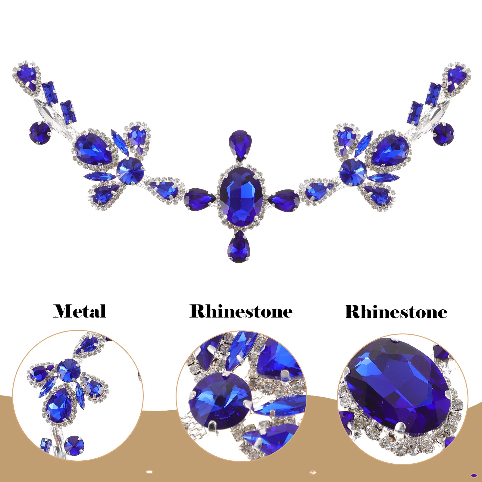 

Rhinestone Flower Chain Clothing Patches Glitter Applique Decor Diy Sewing Supplies Alloy Garment Ornament Handbag Shoe