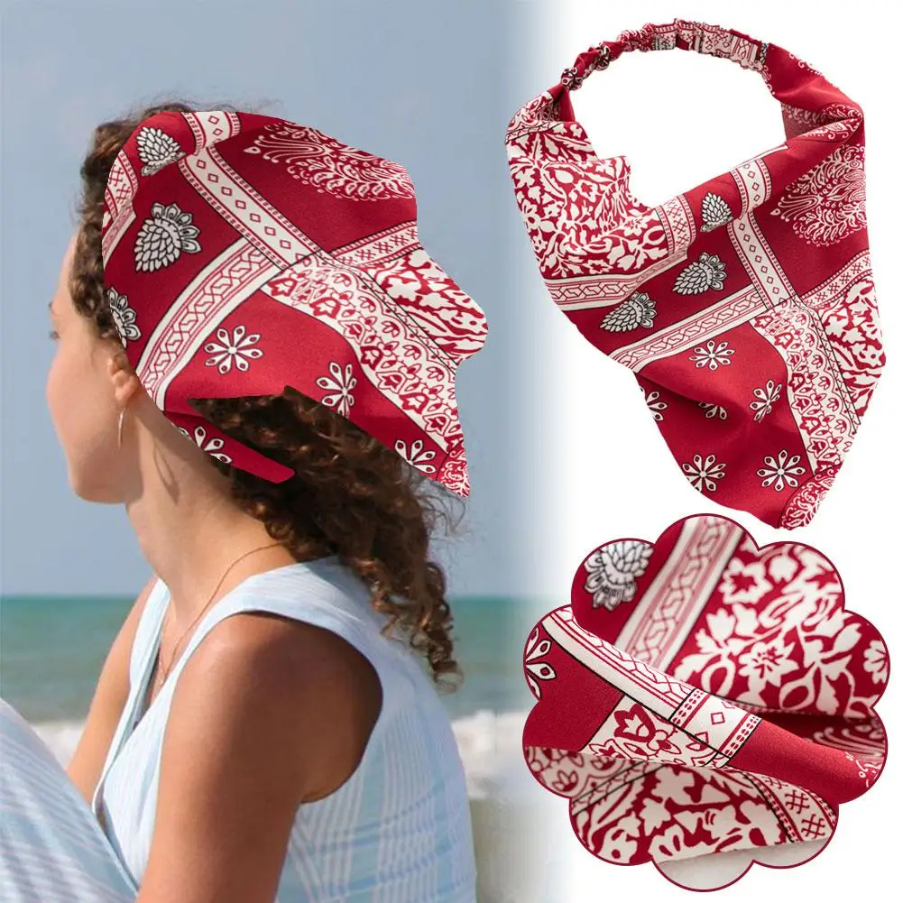 

1PCS Head Scarf Vintage Triangle Bandanas Chiffon Elastic Headbands Hairbands Girl Hair Accessories Children H5U1