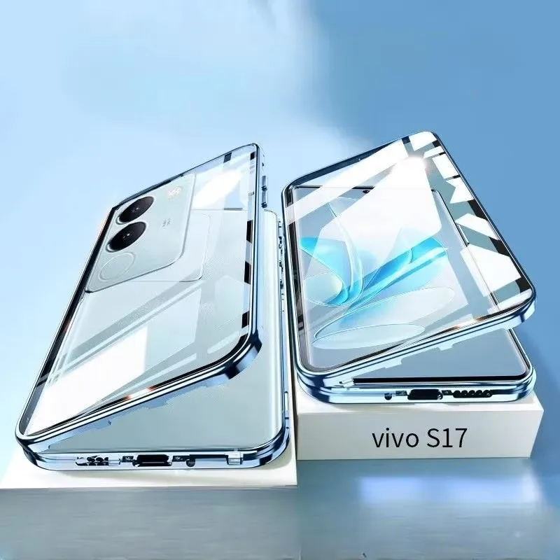 Magnetic metal adsorbed For VIVO S17 Pro S17t S17e S18 S18e S18 Pro camera Fully protected phone cover double-sided glass cover