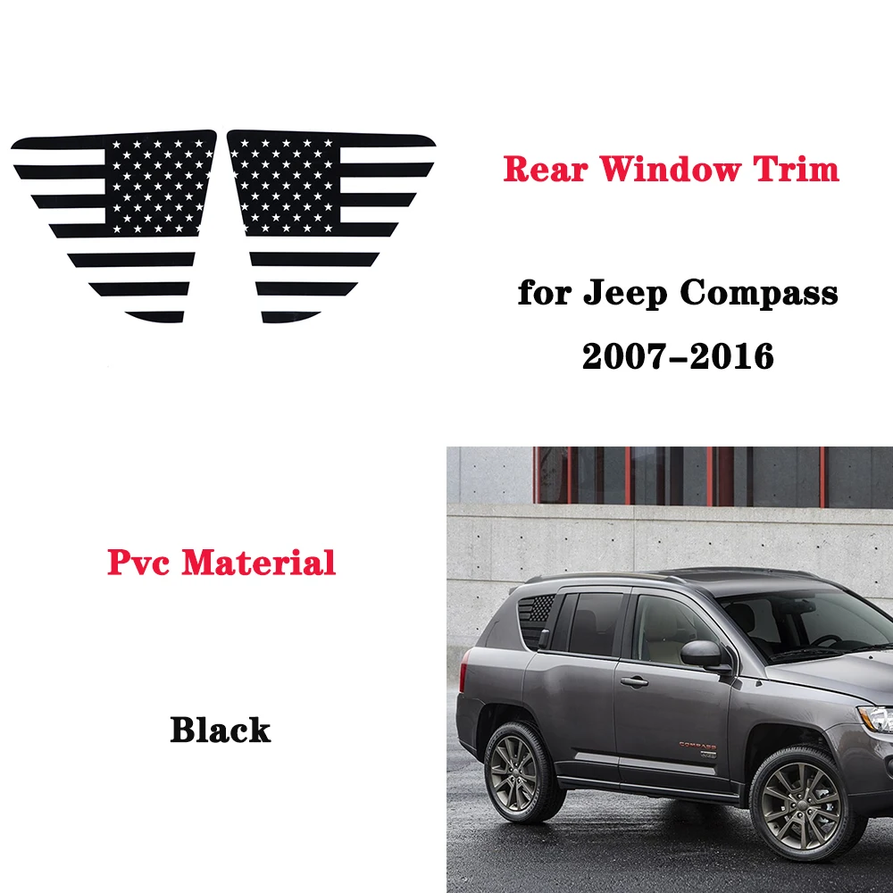 Rear Window Glass Panel Decorative Cover Trim Decal for Jeep Compass 2007 2008 2009-2016 Car Exterior Accessories Carbon Fiber