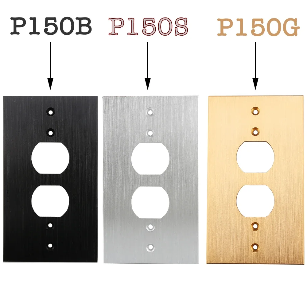 1PC Audiocrast P150S/G/B AC Power Duplex Wall Socket Aluminum Panel HiFi Audio Receptacle Outlet Cover Plate