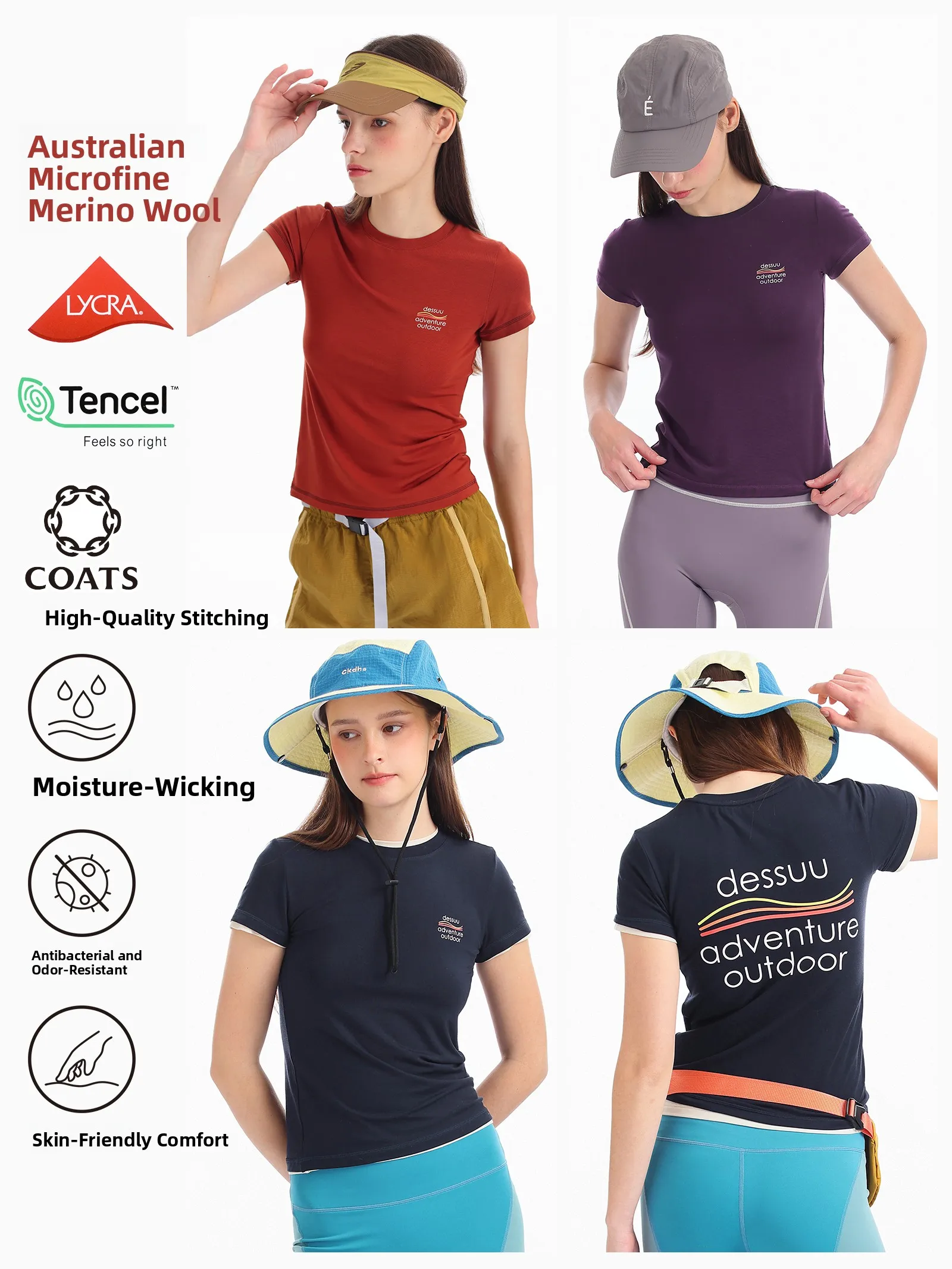 DSU  Merino Wool Short Sleeve T-Shirt Slim Fit Lightweight Cool Feeling Soft Comfortable Moisture Wicking Antibacterial...