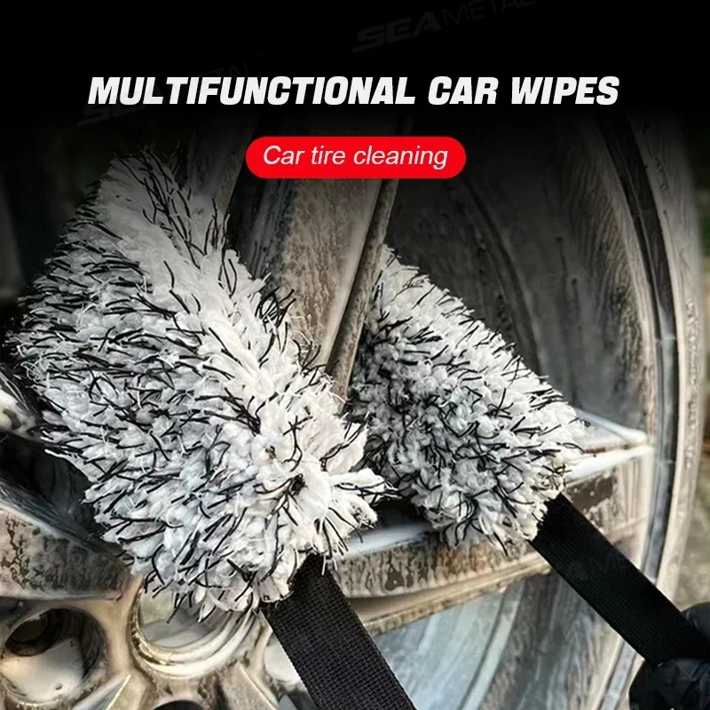 Car Wash Super Brush Plush Premium Wheels Brush Non-Slip Handle Easy To Cleaning Rims Spokes Wheel Barrel Car Accessories