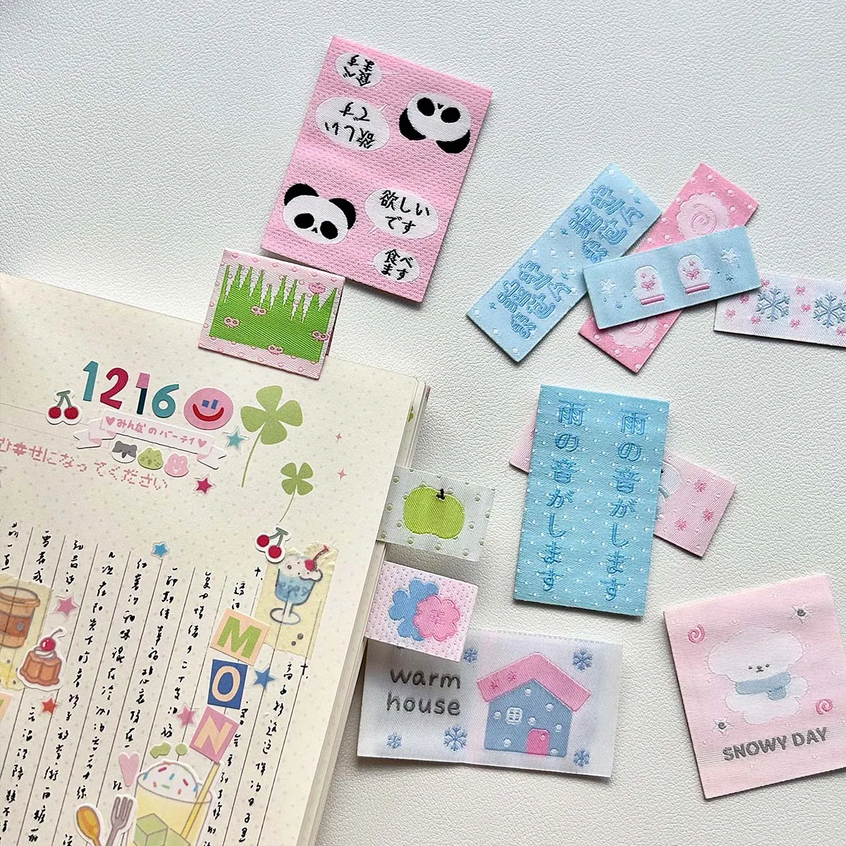 Decorative Fabric Label Sticker Pack for Scrapbooking Kawaii Embroidery Stickers Label Index Diy Arts Crafts Album