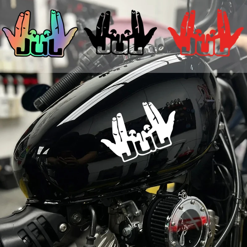 1PC Funny JUL Finger Style Waterproof Vinyl Motorcycle Sticker for Motorbike Fuel Tank Front Fairing Scooter Multi-Surface Decor