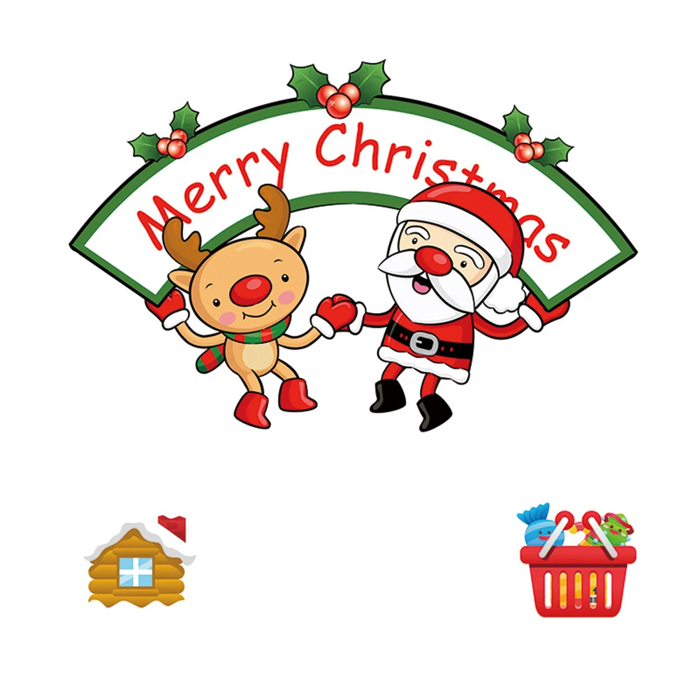 

Cheerful Christmas Decor Window Stickers Festive Electrostatic Adhesive-Free Stickers For