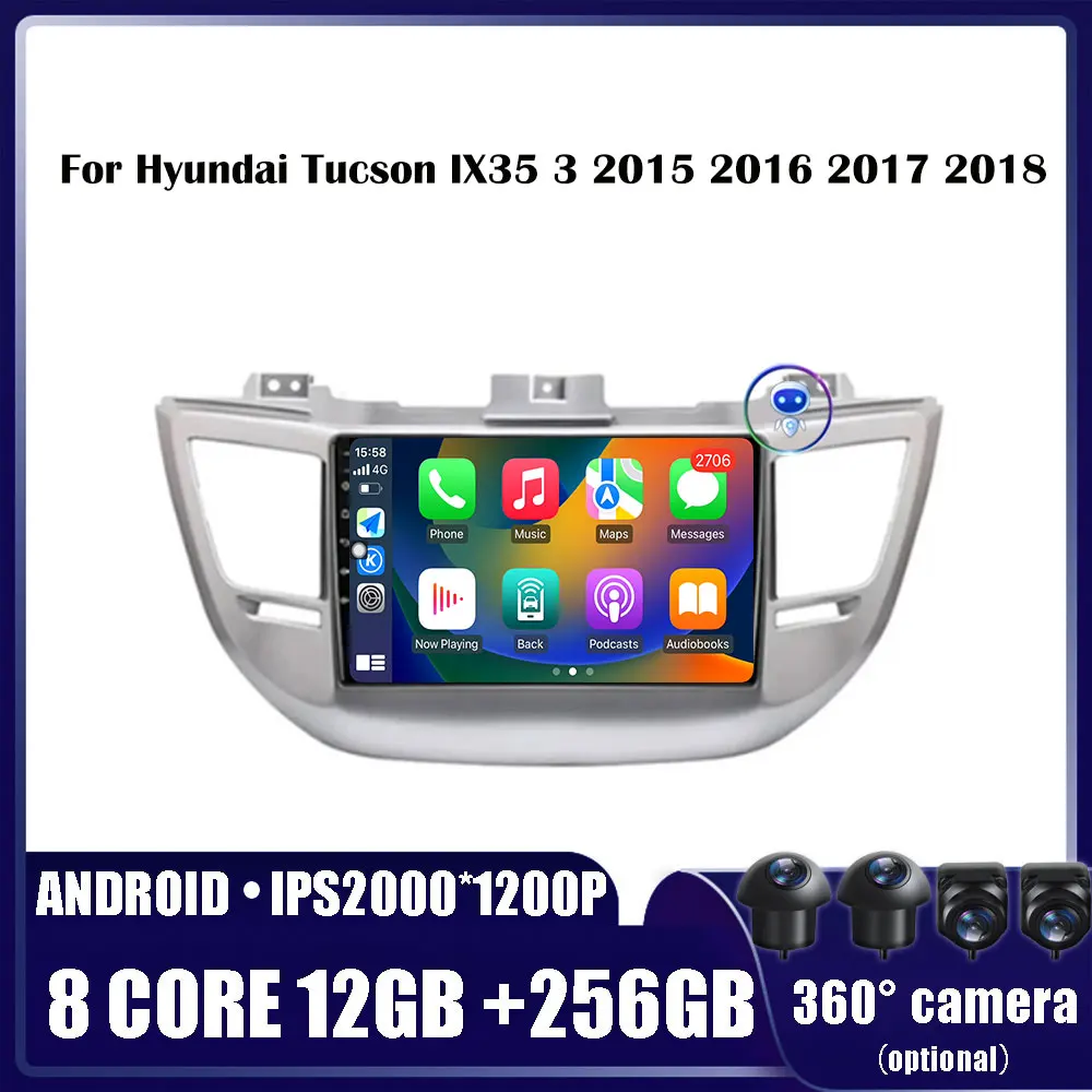 

Android 14 для Hyundai Tucson 3 2015 - 2018 Радио стерео мультимедийная навигация видеоплеер GPS беспроводной Carplay DSP WIFI 4G