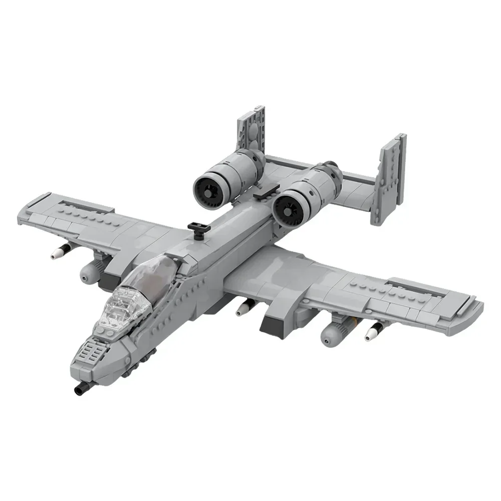 Gobricks MOC  A-10 Thunderbolt II Bricks Fighter Model Military Aircraft Building Blocks Assemble Airplane Plane Toys Gifts