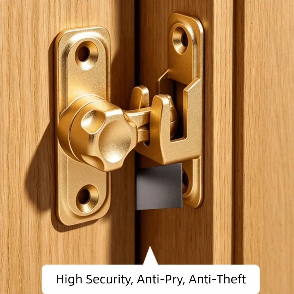90/180 Degree Anti-theft Door Buckles Zinc Alloy Anti-theft Buckle Flip Latch Lock Flip-Up Design Sliding Latch