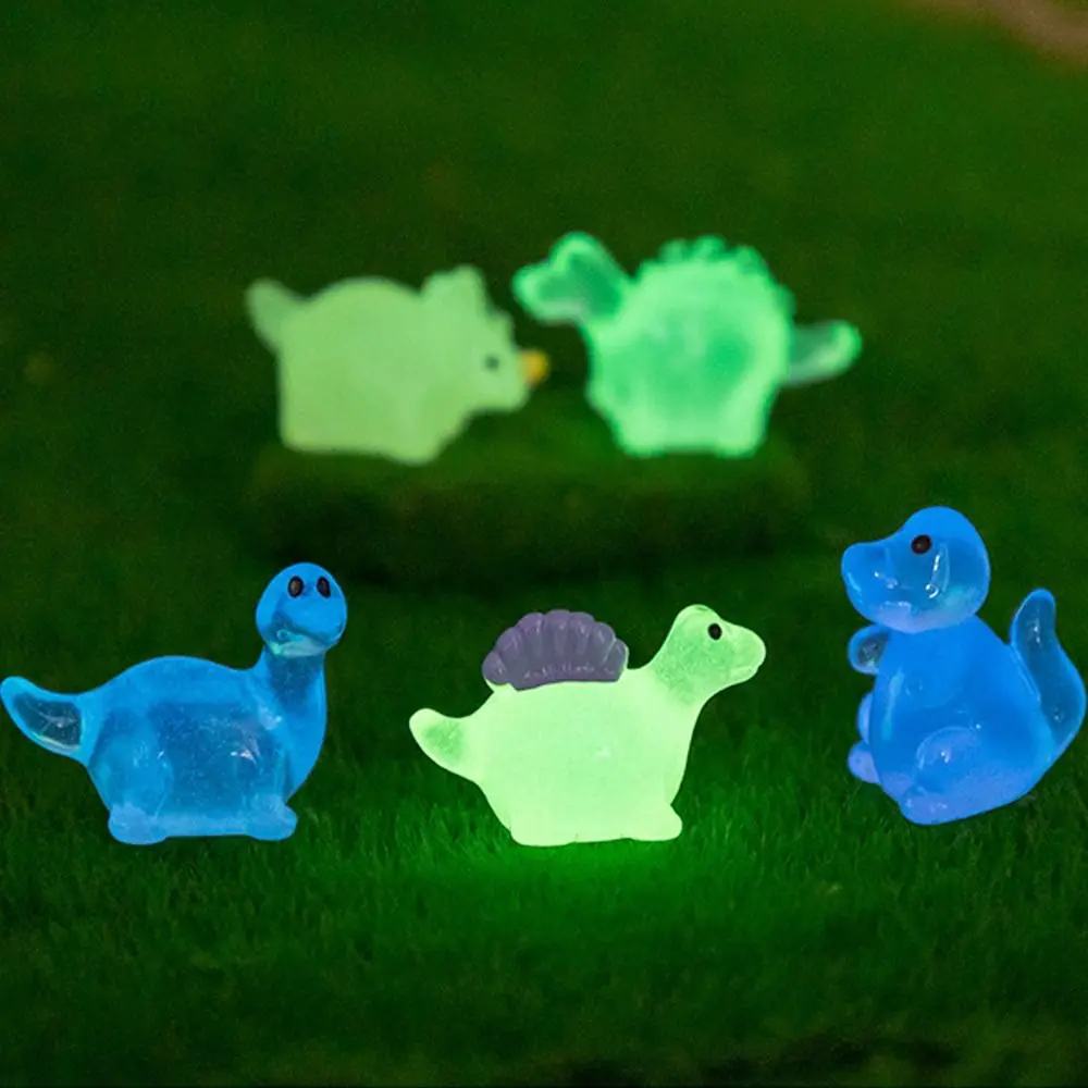 

Cartoon Noctilucent Dinosaur Figurines Resin Crafts Handmade Mini Dinosaur Ornaments Delicate DIY Micro Landscape Decoration