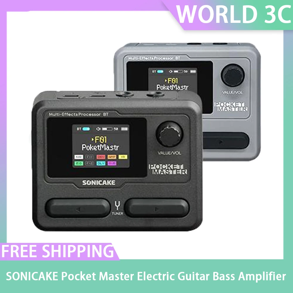 

SONICAKE Pocket Master Electric Guitar Bass Amplifier Customized 1.77 LCD Screen Modeling IR Multi-Effect With OTG Looper Gifts