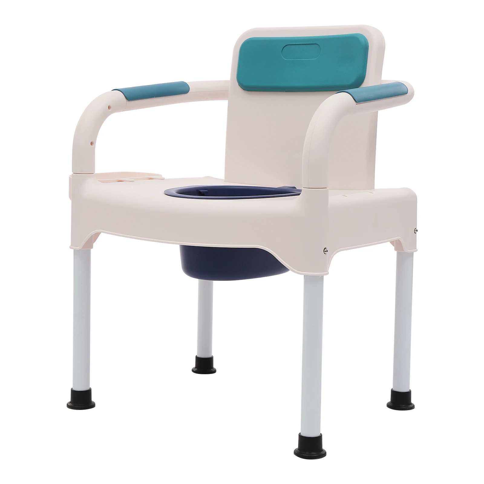 مرحاض محمول بجانب السرير للبالغين، كرسي صوان قابل للطي مع حامل مناديل دلاء مزدوج للعناية الكبار
