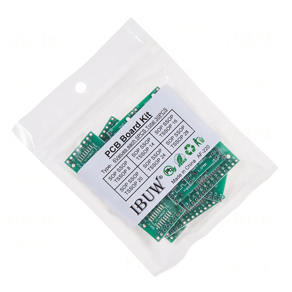 30 peças kit de placa pcb sop24 sop8 sop14 sop16 sop20 sop28 smd virar para dip adaptador conversor placa sop 8 14 16 20 24 28