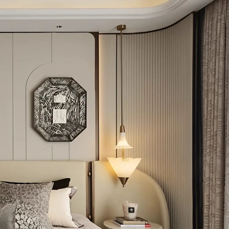 Modern Designer Imitation Marble Pendant Lights Bedroom Headboard Living Room Restaurant Hotel Personalized Luxury Hanging Lamps