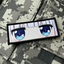 Kobayashi's Maid Dragon Kanna Kamui Morale Badge Cute Girls Eyes Patch Hook and Loop Printing Backpack Anime Character Sticker