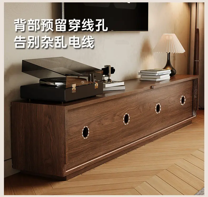Solid wood TV cabinet living room home modern simple floor TV cabinet