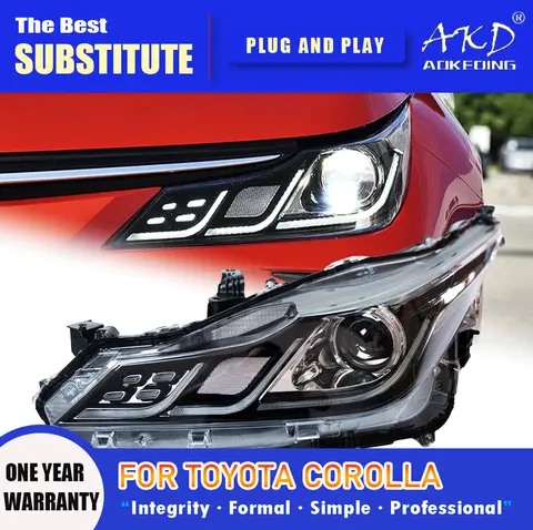 AKD Head Lamp for Toyota Corolla LED Headlight 2019-2021 Headlights Corolla DRL Turn Signal High Beam Angel Eye Projector Lens