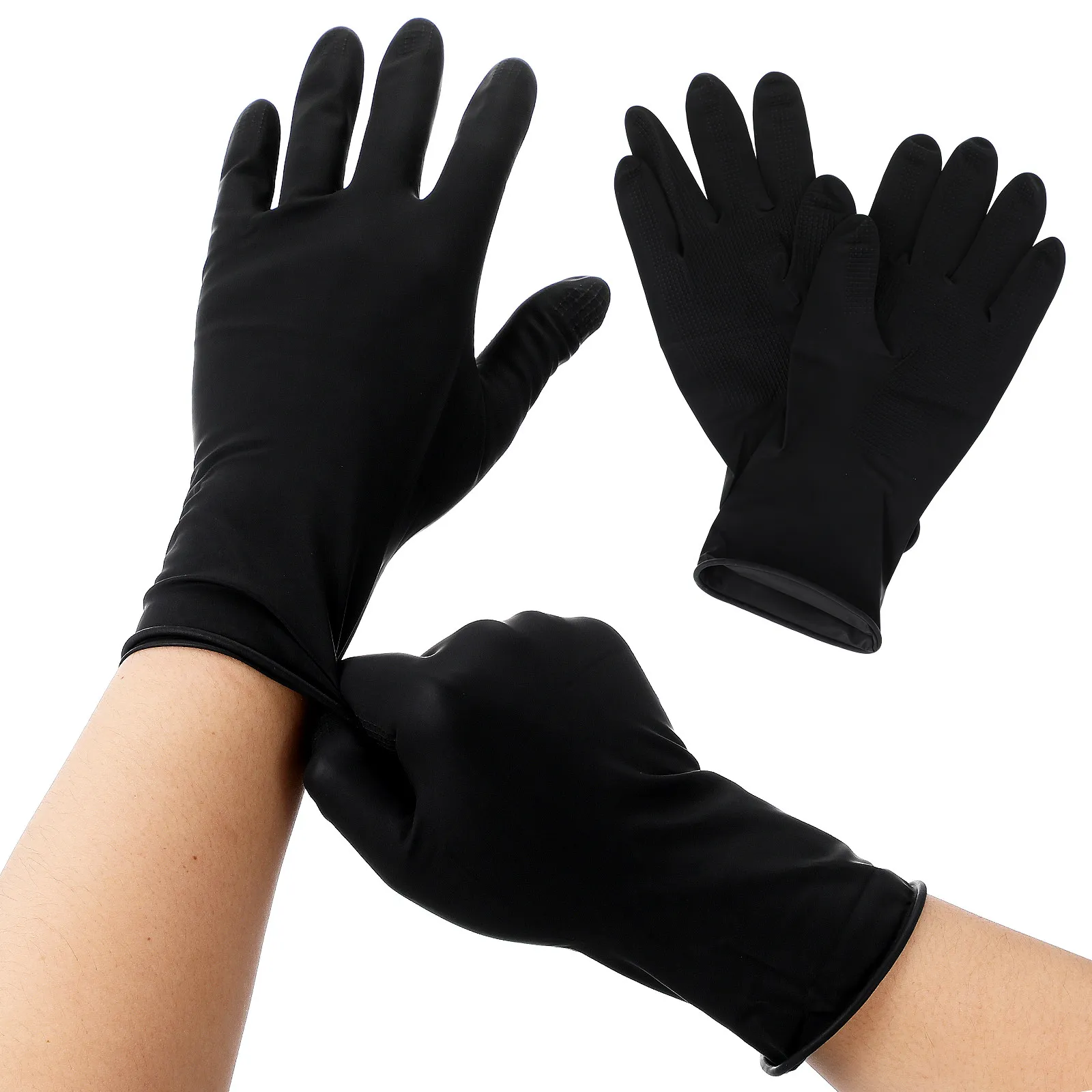 

10Pcs Laboratory Gloves Reusable Latex Medium Size Black Hair Salon Hair Dye Gloves Salon Protective Lightweight