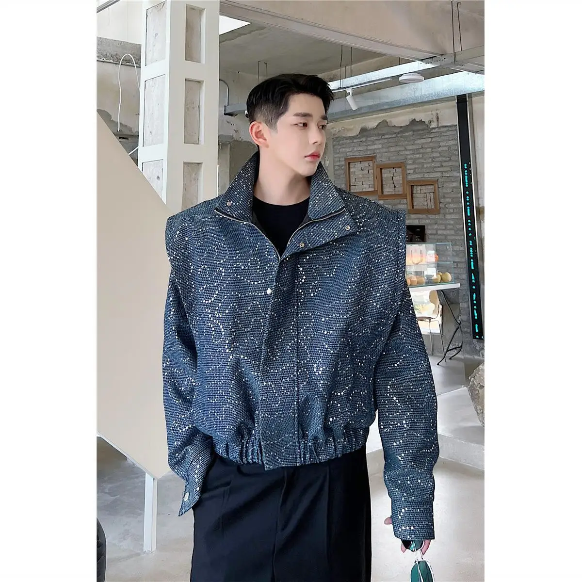Korean Style Fashion Jacket Trend Men Niche Design Autumn New Versatile Casual Coat Top Elastic Male Zipper Cardigan