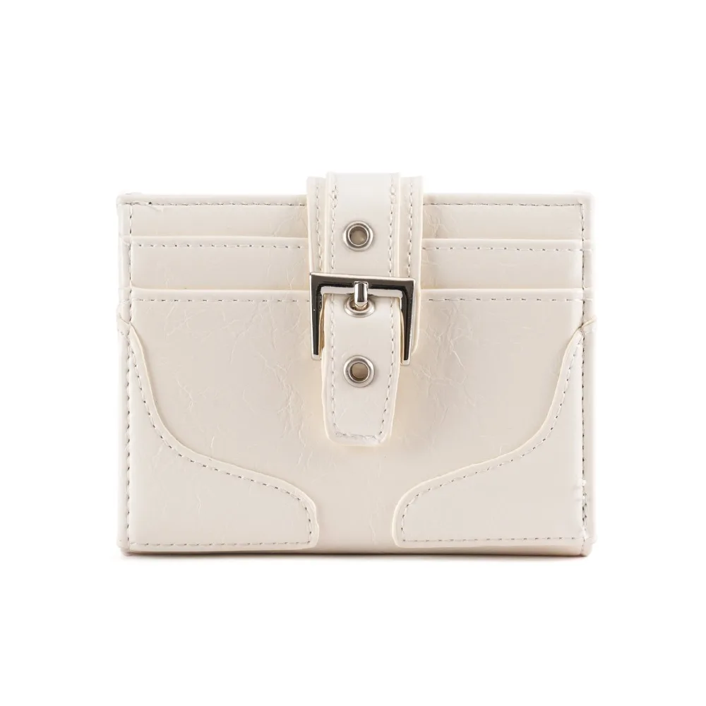 새로운 초박형 짧은 지갑 멀티 카드 슬롯 가죽 동전 가방 버클 카드 홀더 여성용