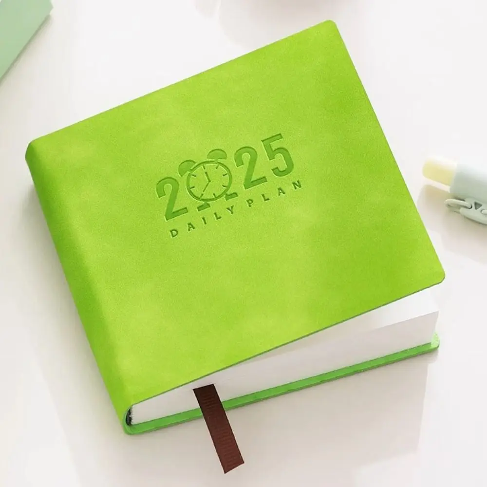 

Portable Mini 2025 Notebook Time Management Efficiency Pocket Schedule Book PU Leather Square Daily Planner School
