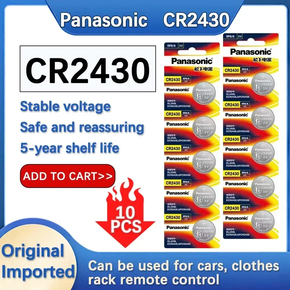 2Pcs-20Pcs Panasonic CR2430 3V Lithium Batteries Button Coin Cell for Watch Electronic Scales Electric Light Calculadoras