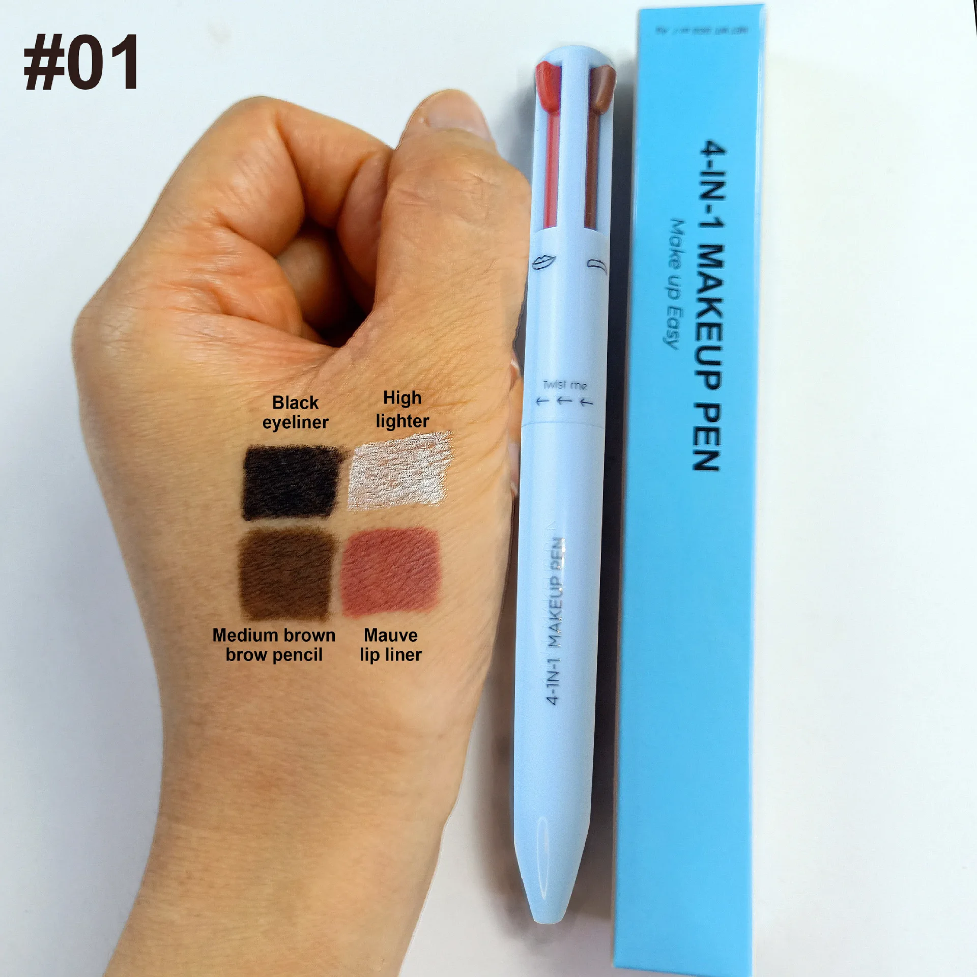 Multi-effect 4 In 1 Eyeliner Eyebrow Pencil Highlighter Pen Long Lasting Waterproof Cosmetic Eyeliner Makeup Pencil Lipliner Pen