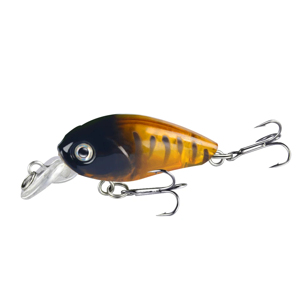 LINGYUE New 1pcs Small 4.5cm 4g Laser Hard Crank Fishing Lure Crankbait Treble Hooks 3D Eyes Plastic Bait Wobbler Tackle Pesca