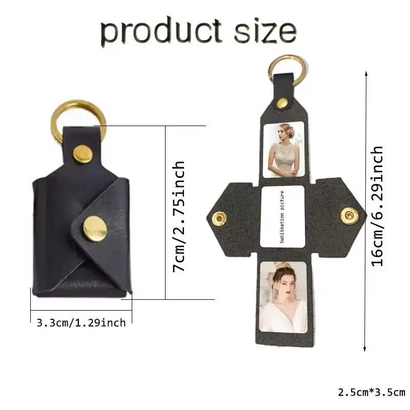 30sets Sublimation PU Leather Picture Frame Blank Keychain For Door Key Decor Diy Memorial Craft Gifts