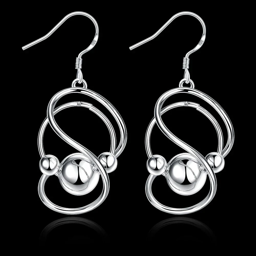 Hot New 925 Sterling Silver Earrings Korean Vintage Twisted Ball Long Dangle  for Women Fashion Gifts Wedding Jewelry