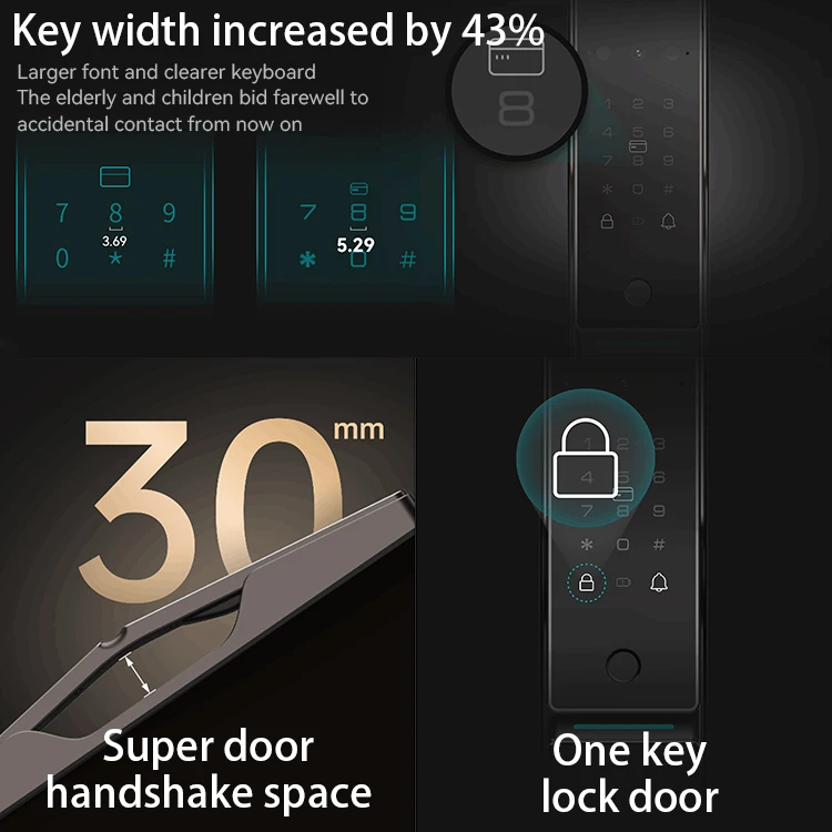 LEELEN 3D Face Recognition Smart Door Lock With Screen Display For Real-time Video Intercom