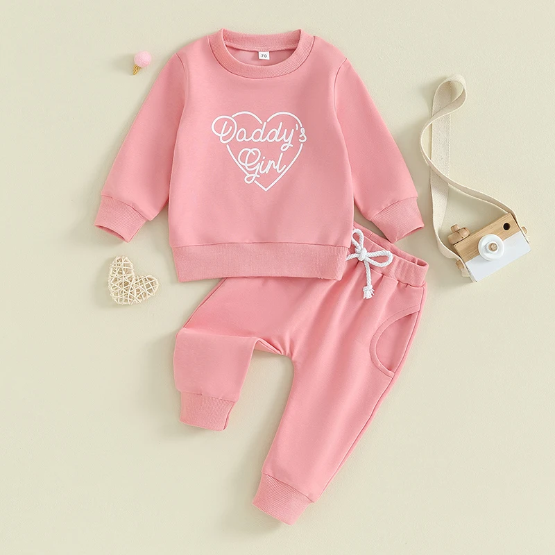 

Mubineo Baby Girl Fall Outfits Letter Print Crew Neck Long Sleeve Sweatshirts Long Pants 2Pcs Clothes Set