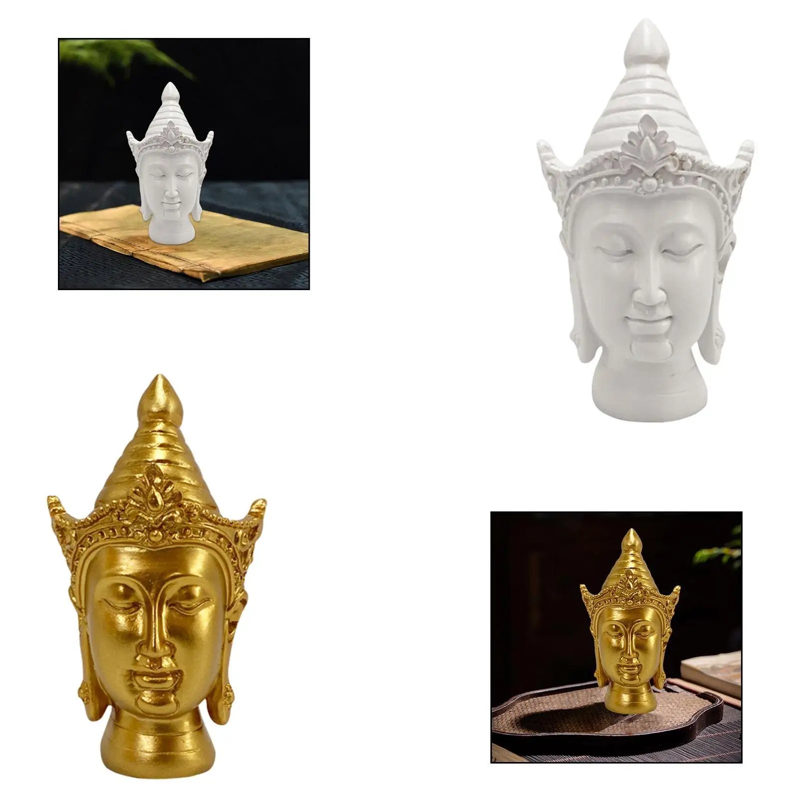 Buddha Head Statue Gift Buddhism Figurine for Tableyop Living Room Indoor