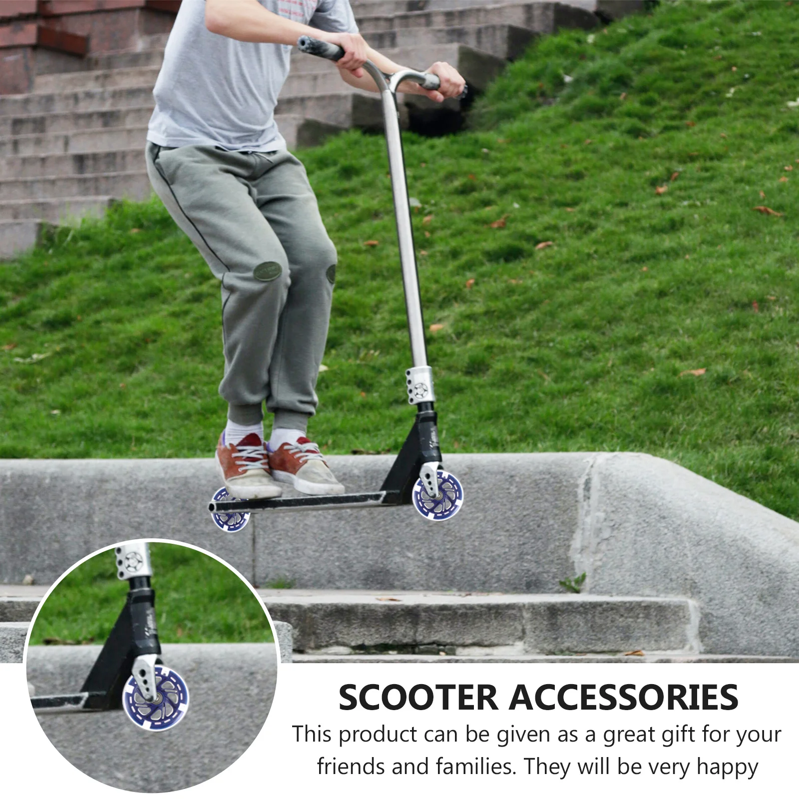 

2pcs Light Up Scooter Replacement Wheels High Elastic Pu Wear Resistant Long Lasting Fast Stable Grip For Concrete Roads Squares