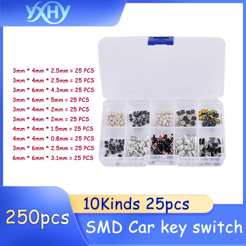 

250pcs/box 10kinds 25pcs Car remote control key switch button pack patch touch switch button pack