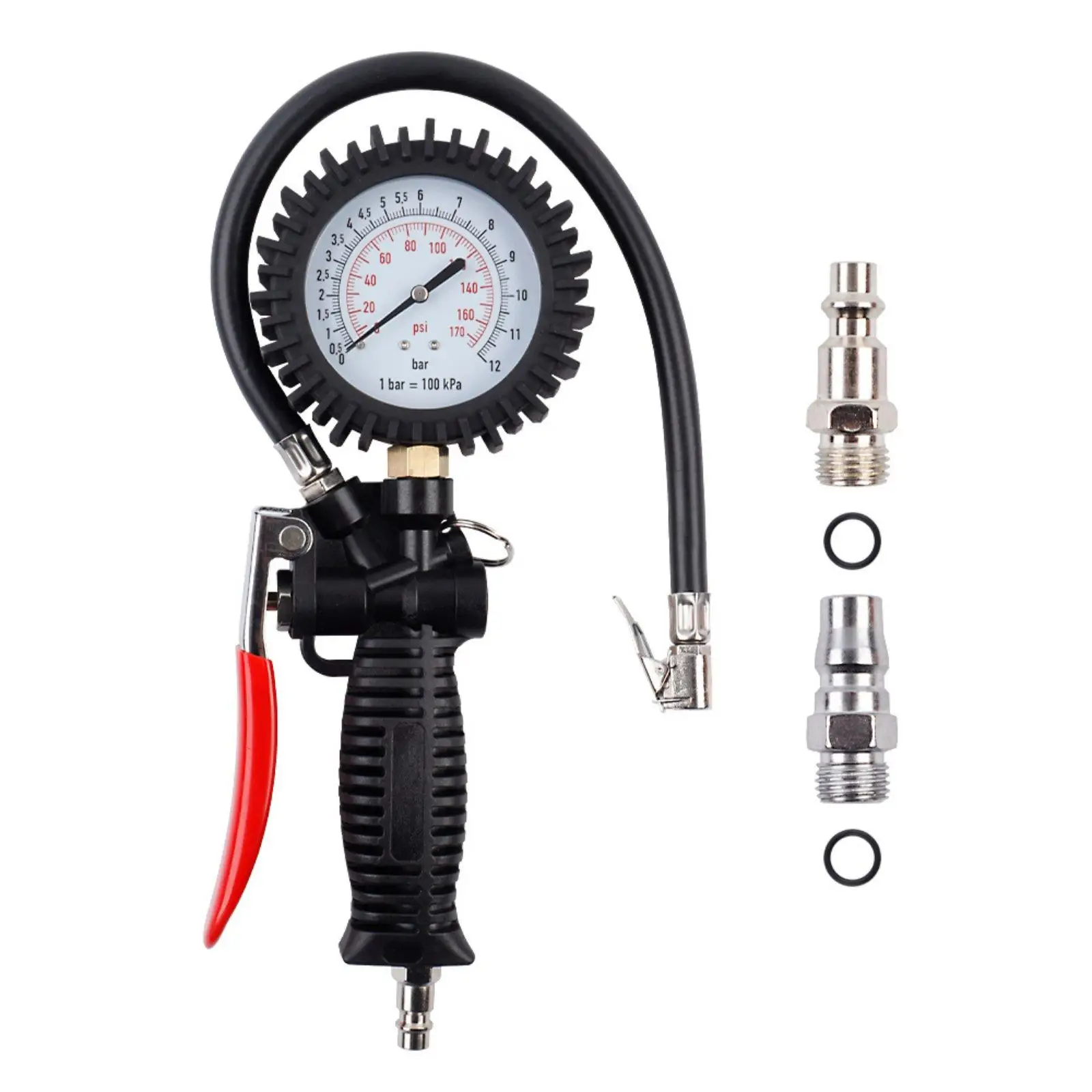 Professional Tire Pressure Gauge with 0-170 PSI Analog Display Air Inflator for Car SUV Motorcycle and Garage Use