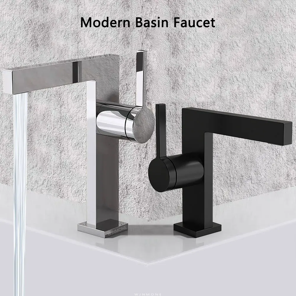 Brass Basin Faucet Single Hole Single Handle Bathroom Sink Faucet Deck Mount Black Mixer Waterfall Tap Hot  Cold Bathroom Faucet