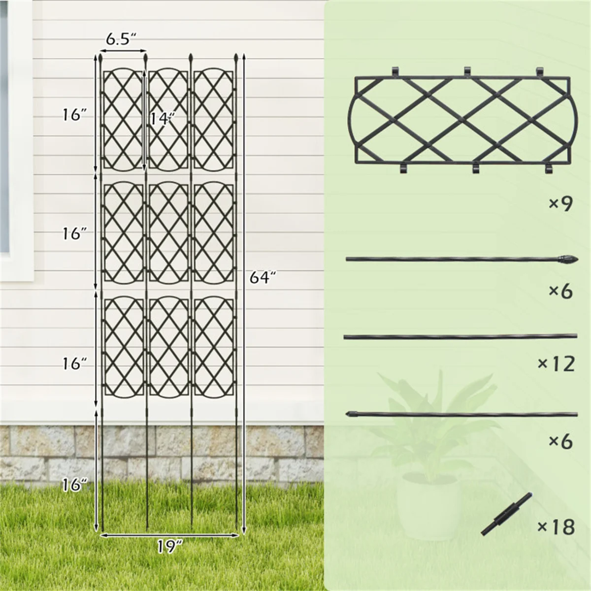 Outdoor Plant Support Frame for Raised Garden Bed