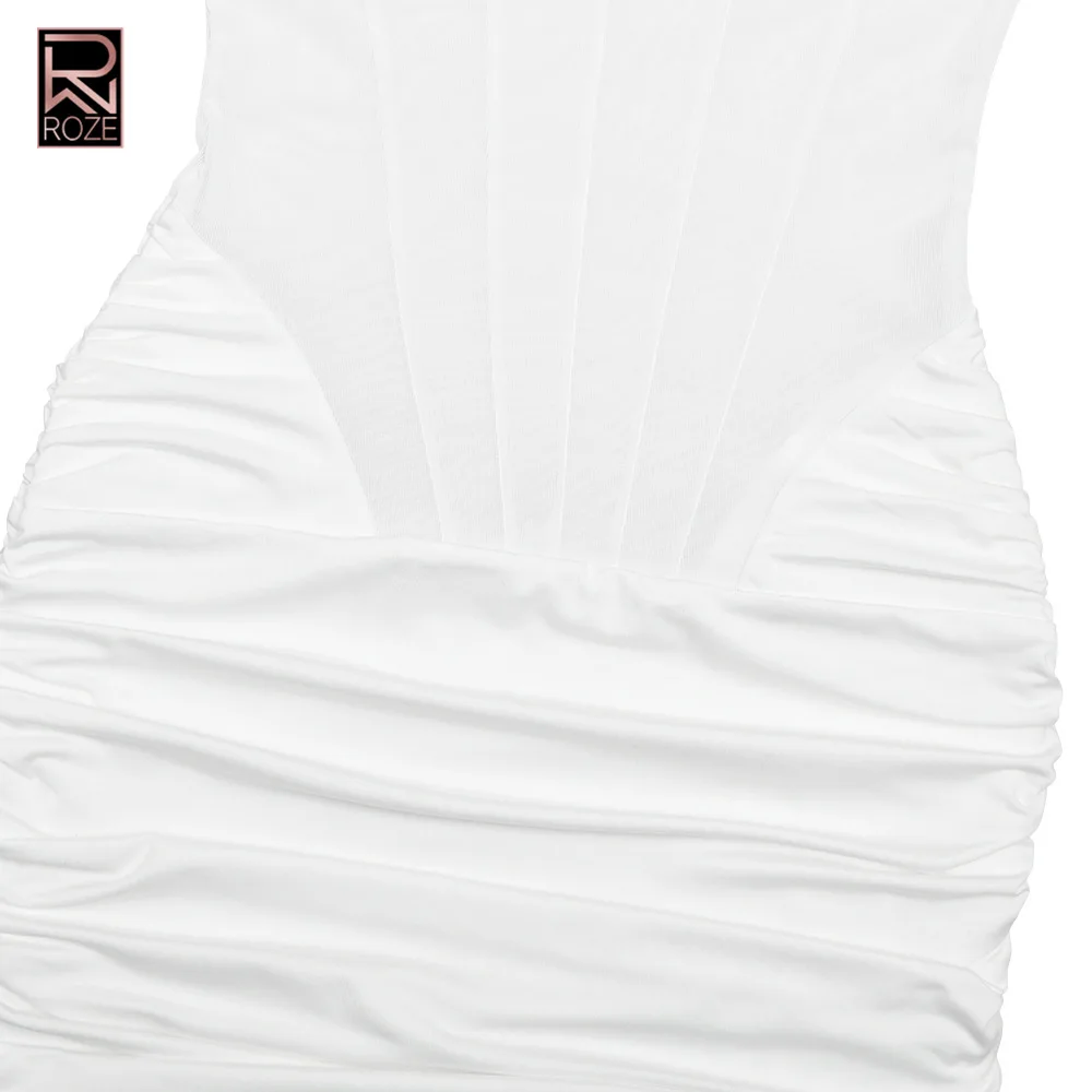 Półprzezroczysta sukienka bodycon - golf i krótki rękaw, sukienka na randkę