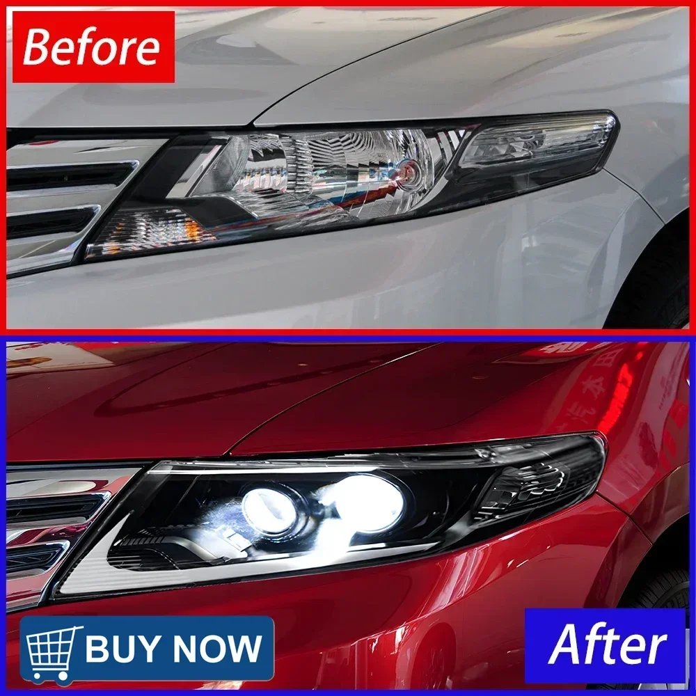 

Автомобильные фары для Honda City 2008-2014, автомобильные передние фонари в сборе, обновление, высокое качество, светодиодный 2 линзы проектора, аксессуары для инструментов