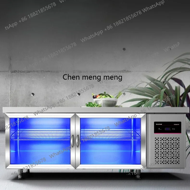 

Commercial Blu-ray workbench Glass door Display cabinet Food refrigeration Freezer Kitchen fresh-keeping console