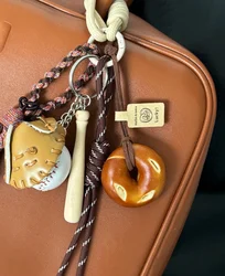 2024 Summer Cute Style Alkaline Water Small Bread Weaving Rope Pendant Bag Decoration Pendant Keychain Bag Parts & Accessories