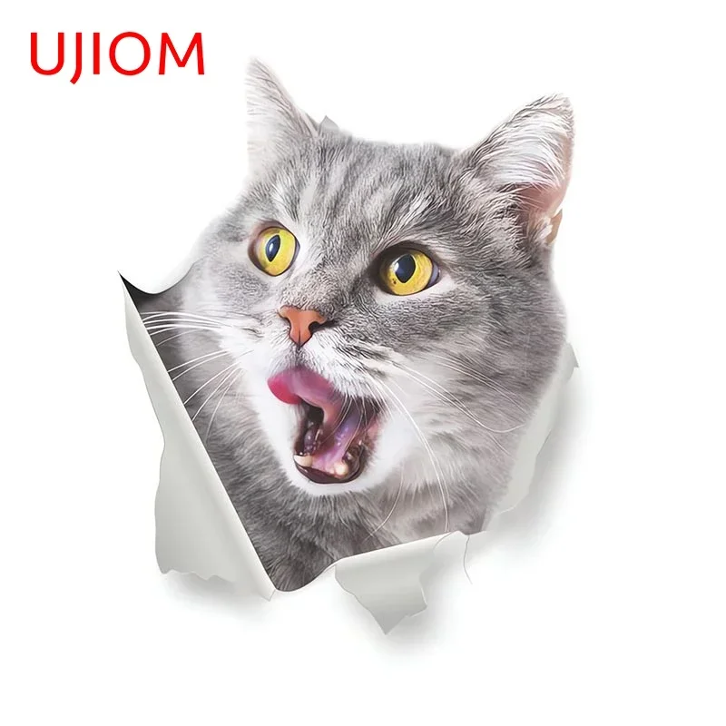 UJIOM Cool Dilaceration Cat Wall Sticker Sunscreen Decal Creative Animals Printing Stickers Air Conditioner Door Decoration