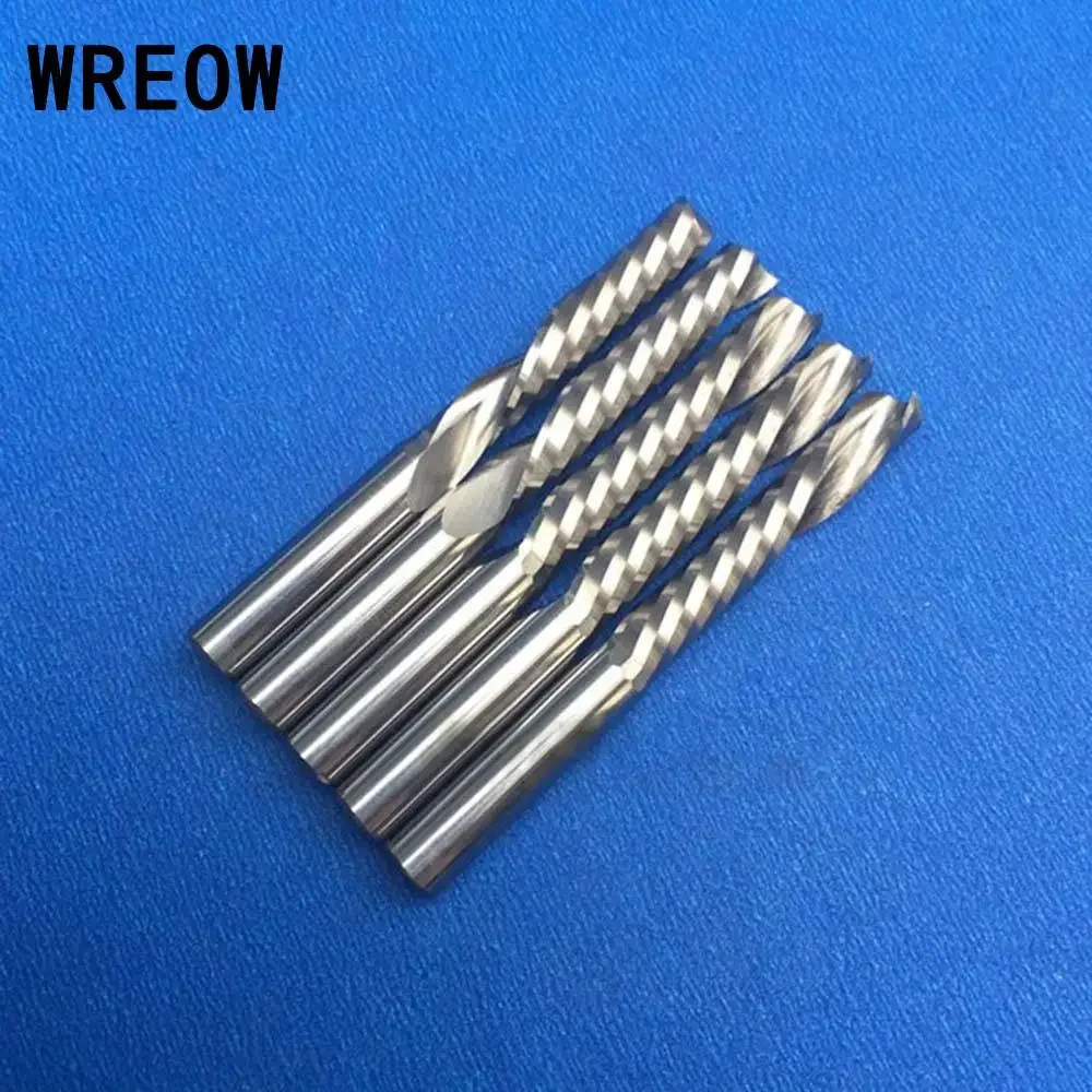 5pcs 6mm Carbide Alloy End Mill Router Bit Single Flute Spiral CNC Cutter Cutting Milling Tools For Wood 32mm