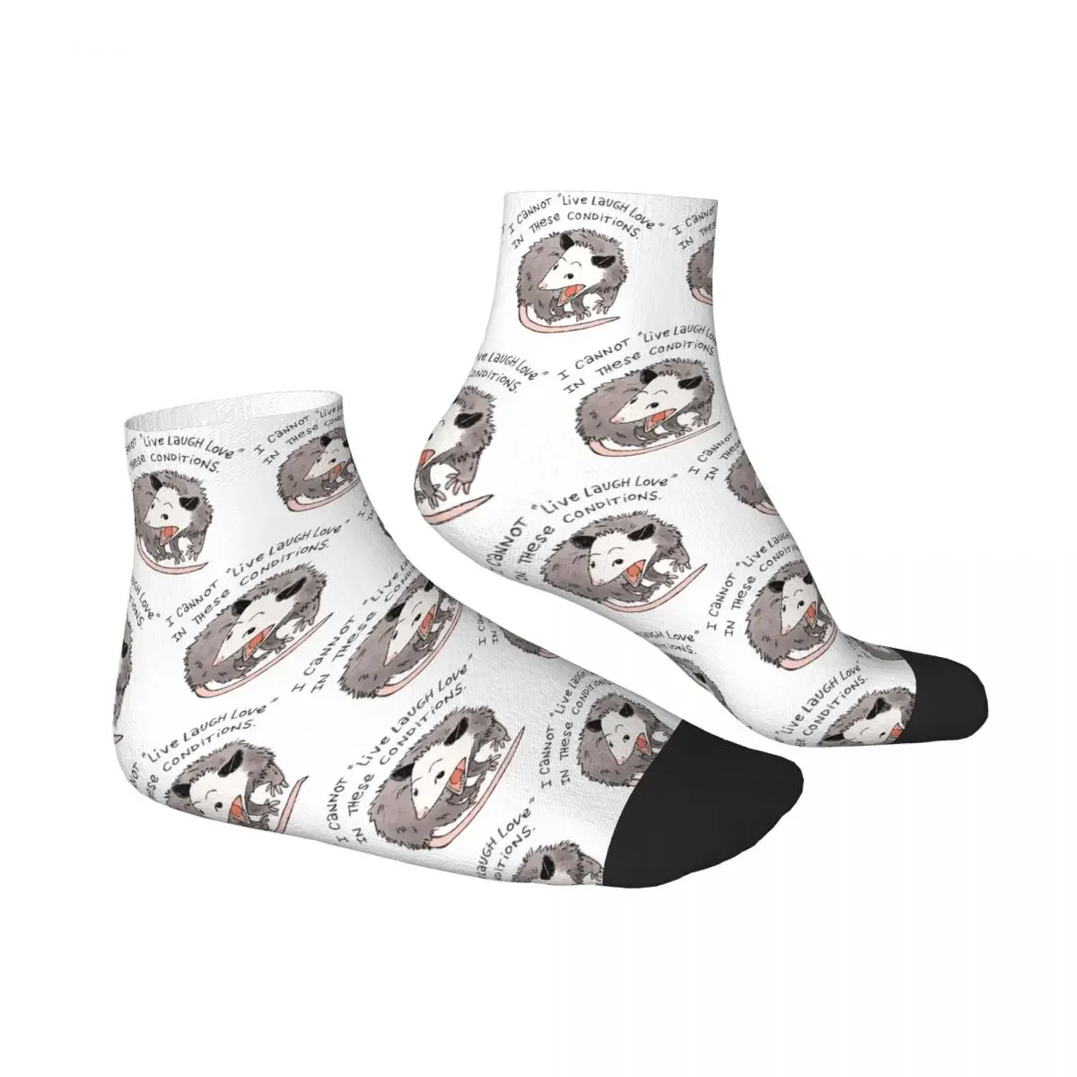 Opossum Live Laugh Love Socks Harajuku Sweat Absorbing Stockings All Season Socks Accessories for Man's Woman's Christmas Gifts