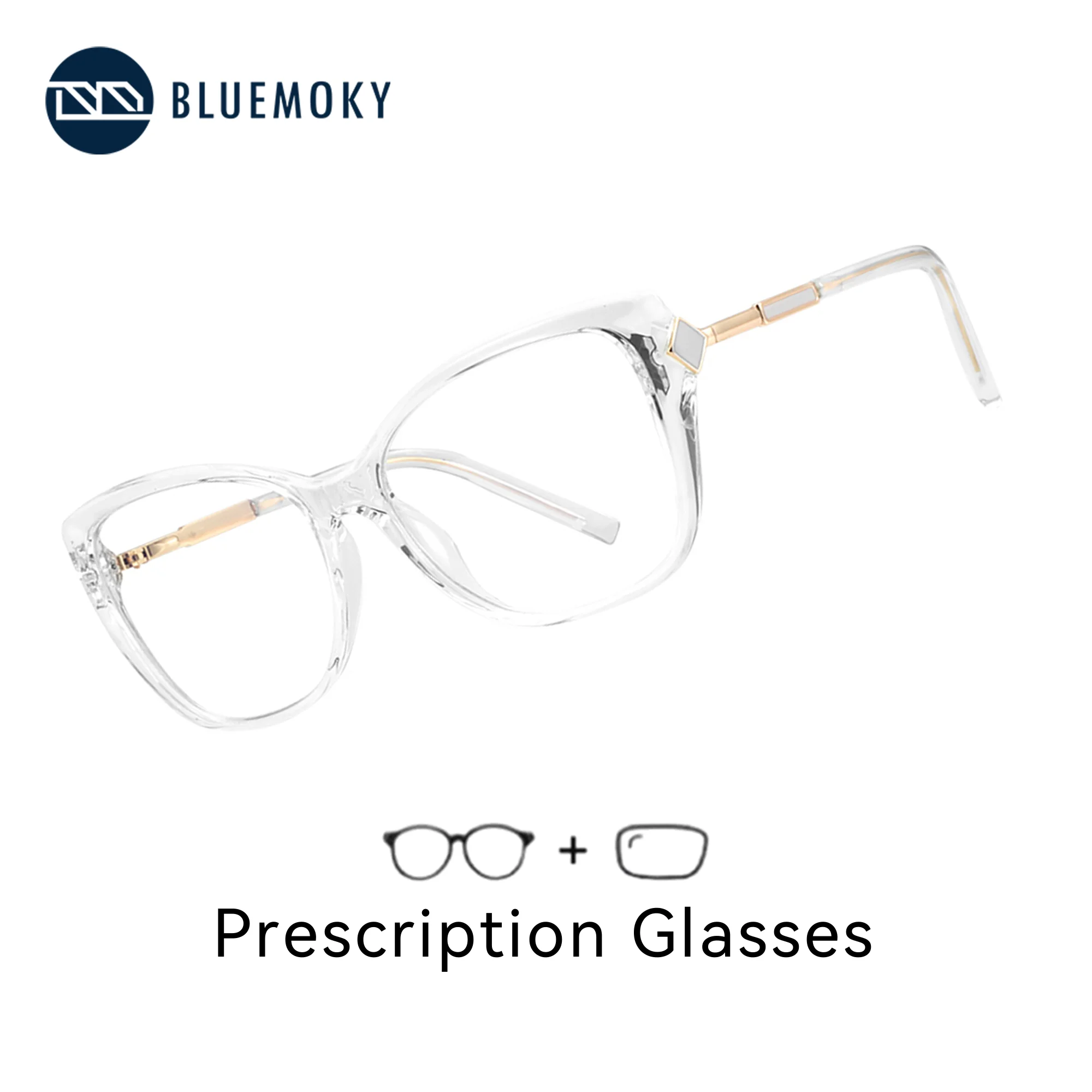 BLUEMOKY Modish Cat Eye Prescription Glasses For Women Progressive Optical Eyeglasses Anti Blue Light Myopia Eyewear